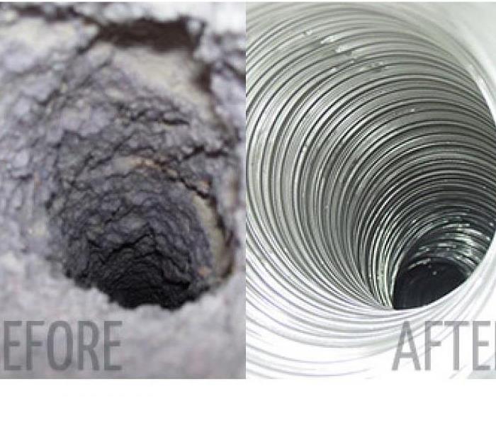 Dryer vent before and after cleaning